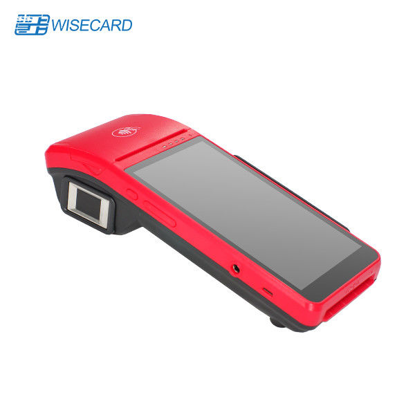 Red Big Screen Android POS Terminal With Fingerprint Reader