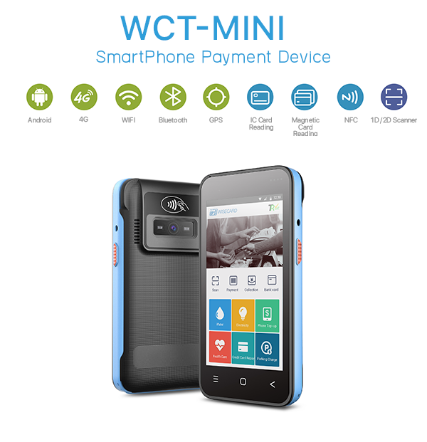 Smartphone Android POS Terminal , Portable Credit Card Swipe Machine
